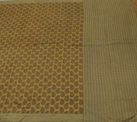 Sushila Vintage Green Saree 100% Pure Silk Printed Paisley Soft Craft Fabric