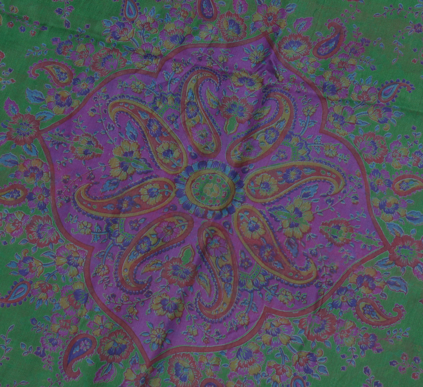 Sushila Vintage Indian Saree 100% Pure Silk Printed Floral Soft Craft Fabric