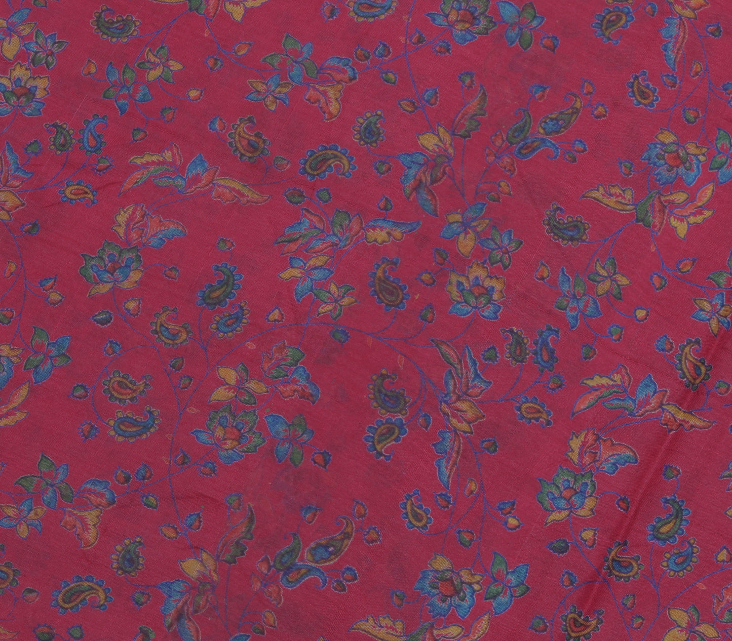 Sushila Vintage Indian Saree 100% Pure Silk Printed Floral Soft Craft Fabric