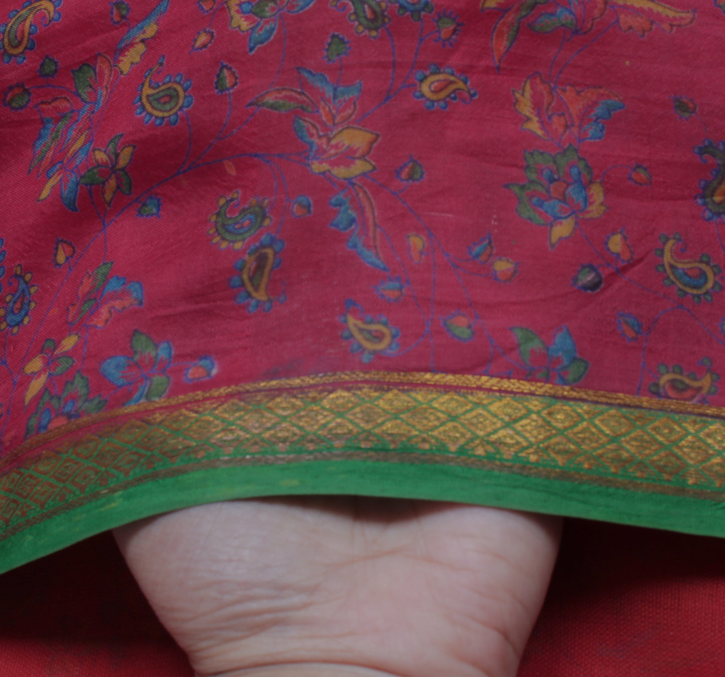 Sushila Vintage Indian Saree 100% Pure Silk Printed Floral Soft Craft Fabric