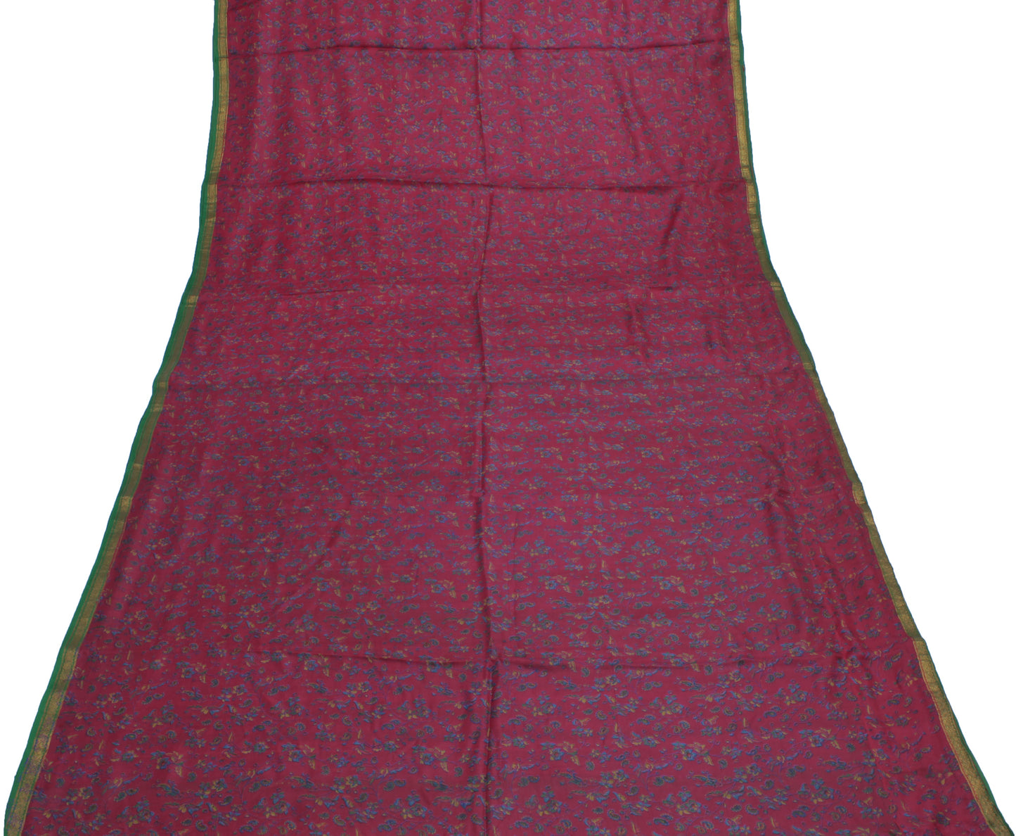 Sushila Vintage Indian Saree 100% Pure Silk Printed Floral Soft Craft Fabric