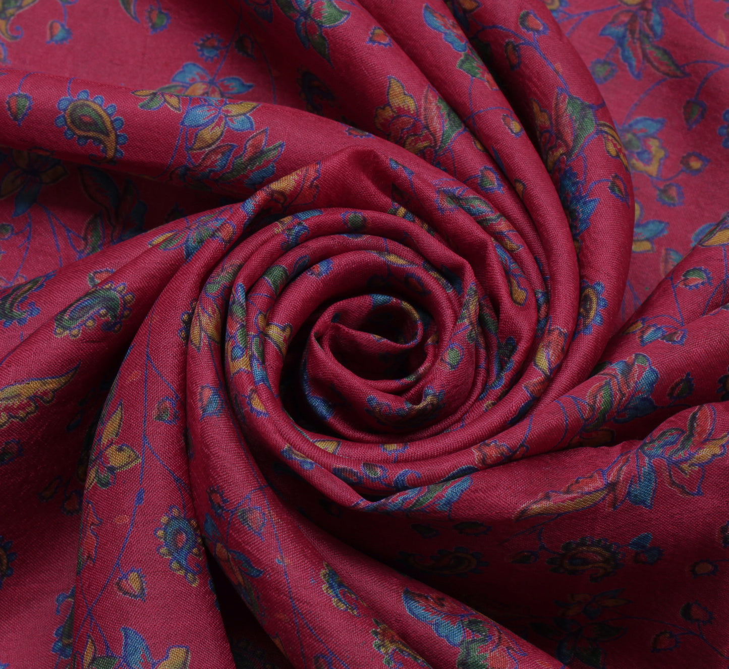 Sushila Vintage Indian Saree 100% Pure Silk Printed Floral Soft Craft Fabric