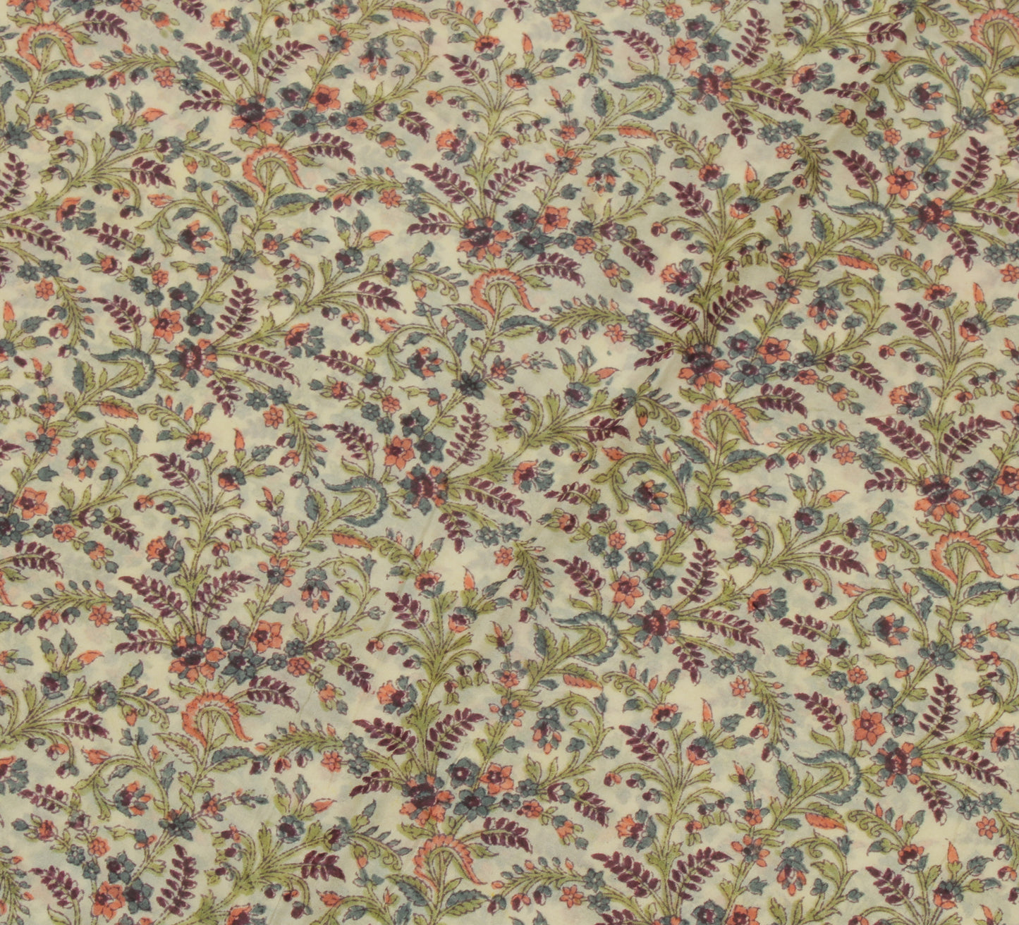 Sushila Vintage Cream Saree Blend Silk Printed Floral Soft Craft 5 Yard Fabric