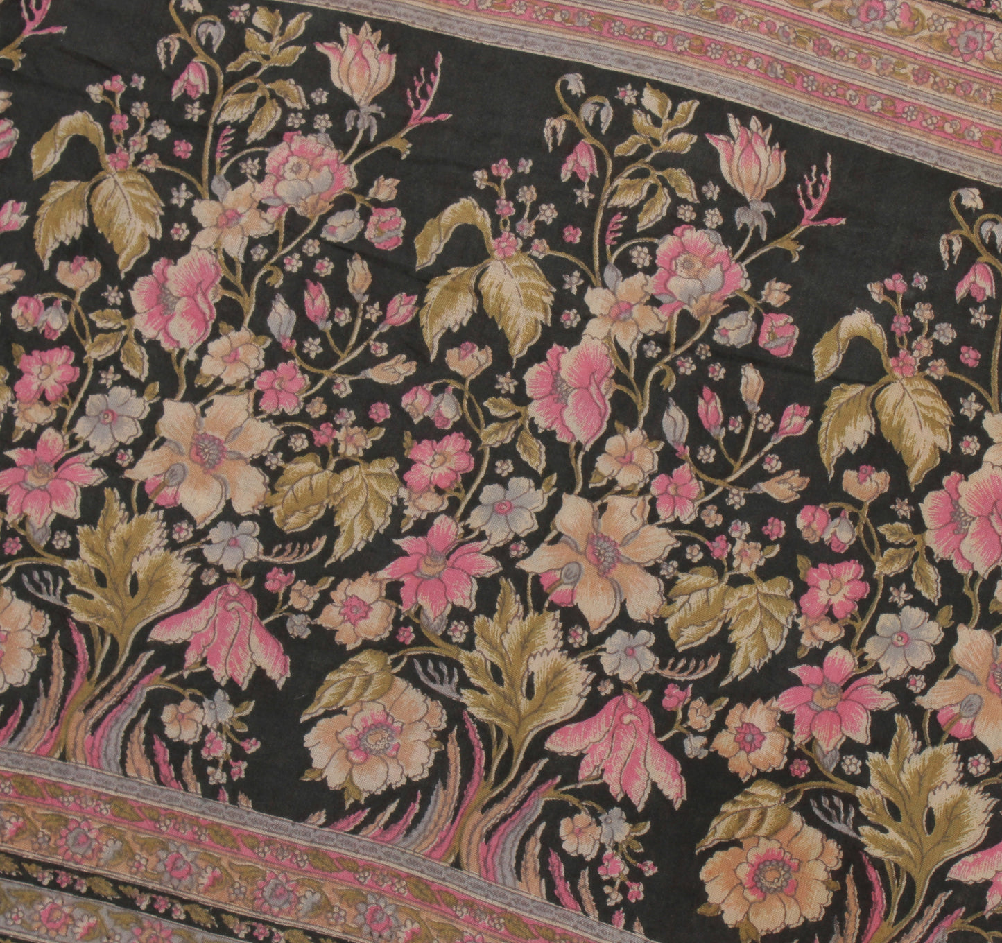 Sushila Vintage Mustard Saree 100% Pure Cotton Printed Floral Soft Craft Fabric