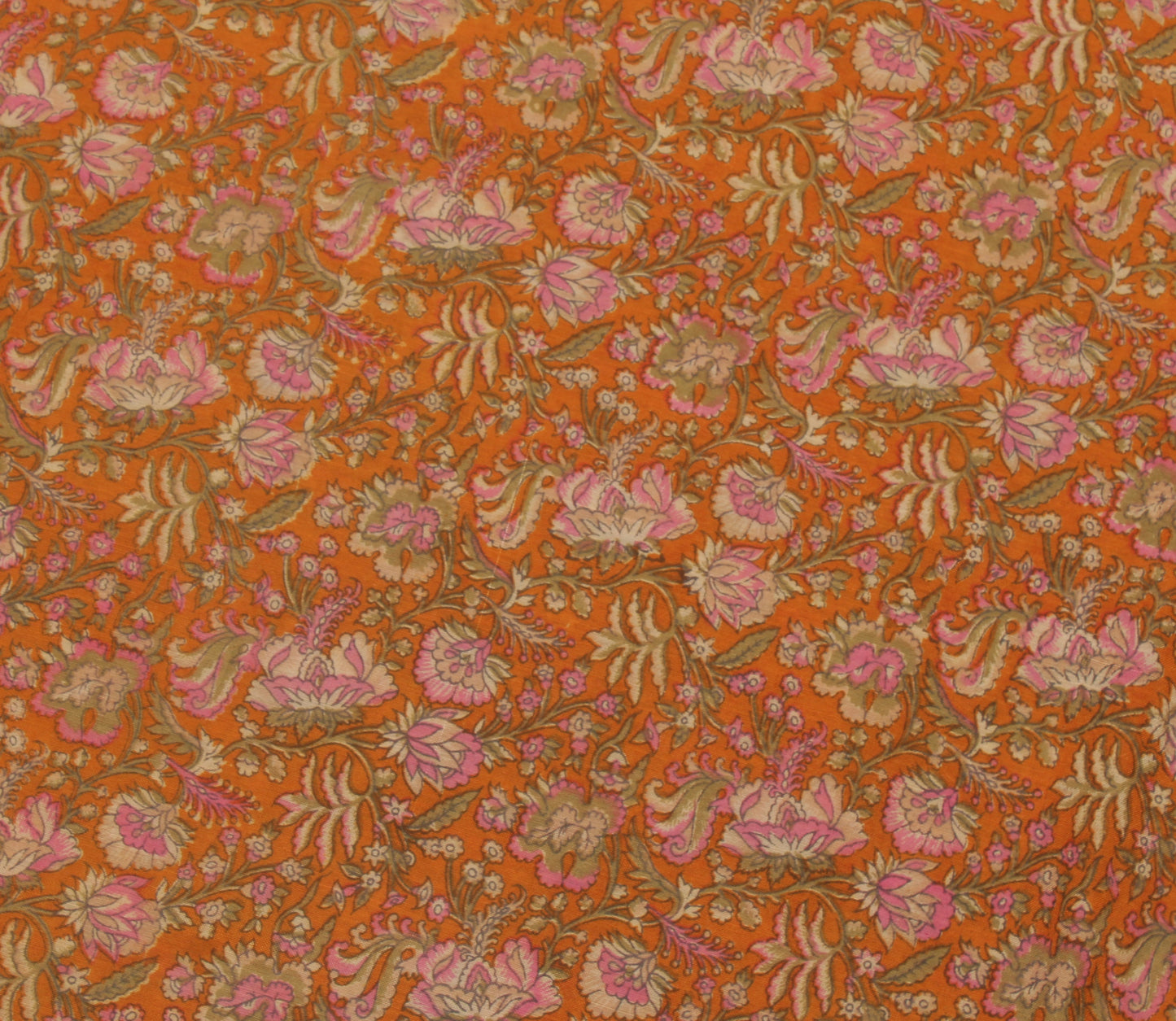 Sushila Vintage Mustard Saree 100% Pure Cotton Printed Floral Soft Craft Fabric