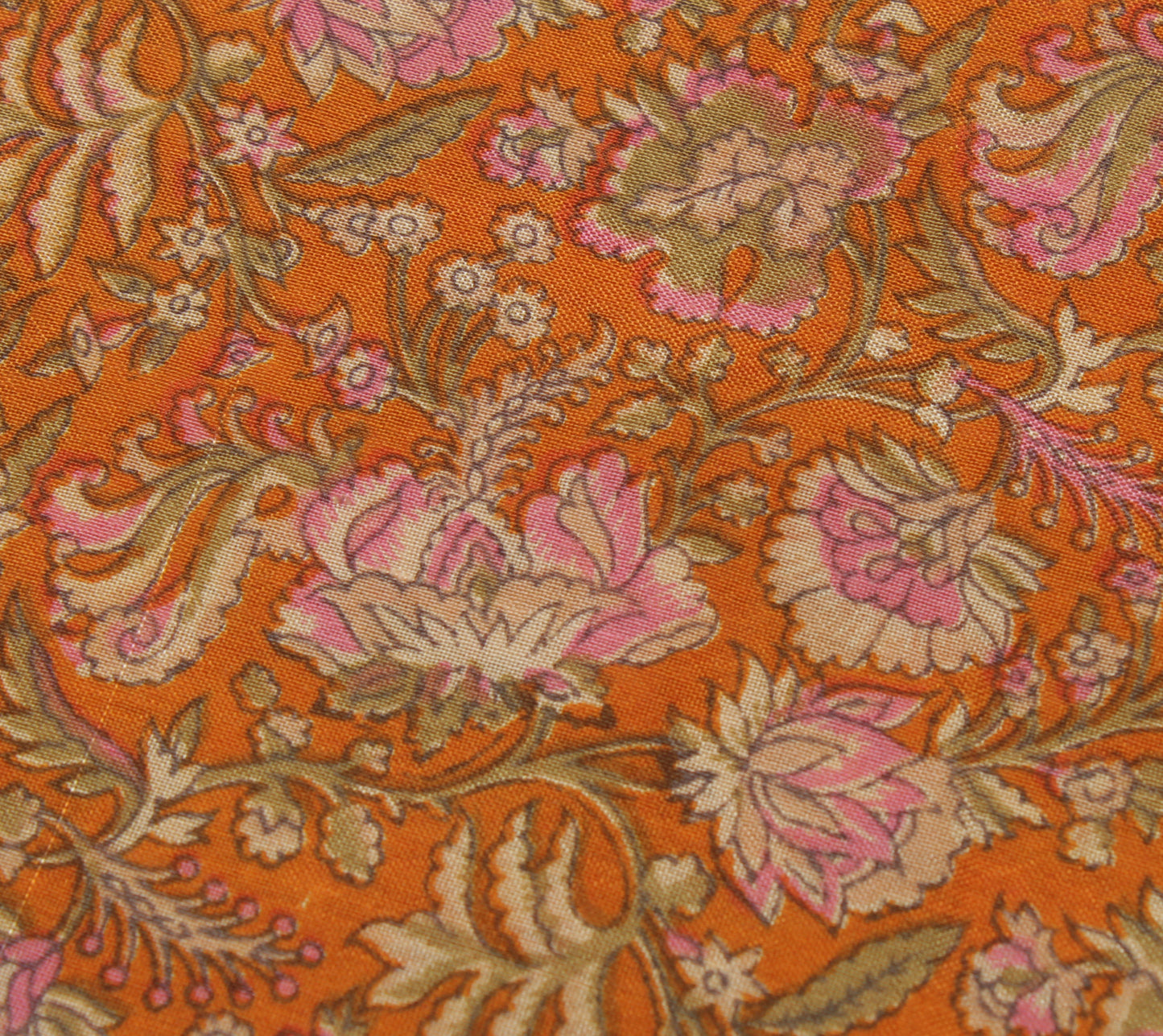 Sushila Vintage Mustard Saree 100% Pure Cotton Printed Floral Soft Craft Fabric