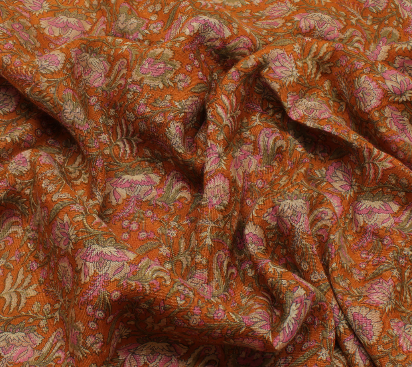 Sushila Vintage Mustard Saree 100% Pure Cotton Printed Floral Soft Craft Fabric