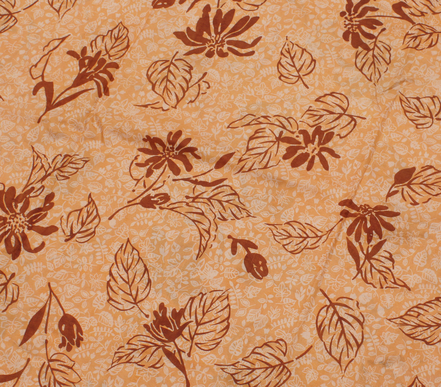 Sushila Vintage Peach Saree 100% Pure Silk Printed Floral Soft Craft Fabric