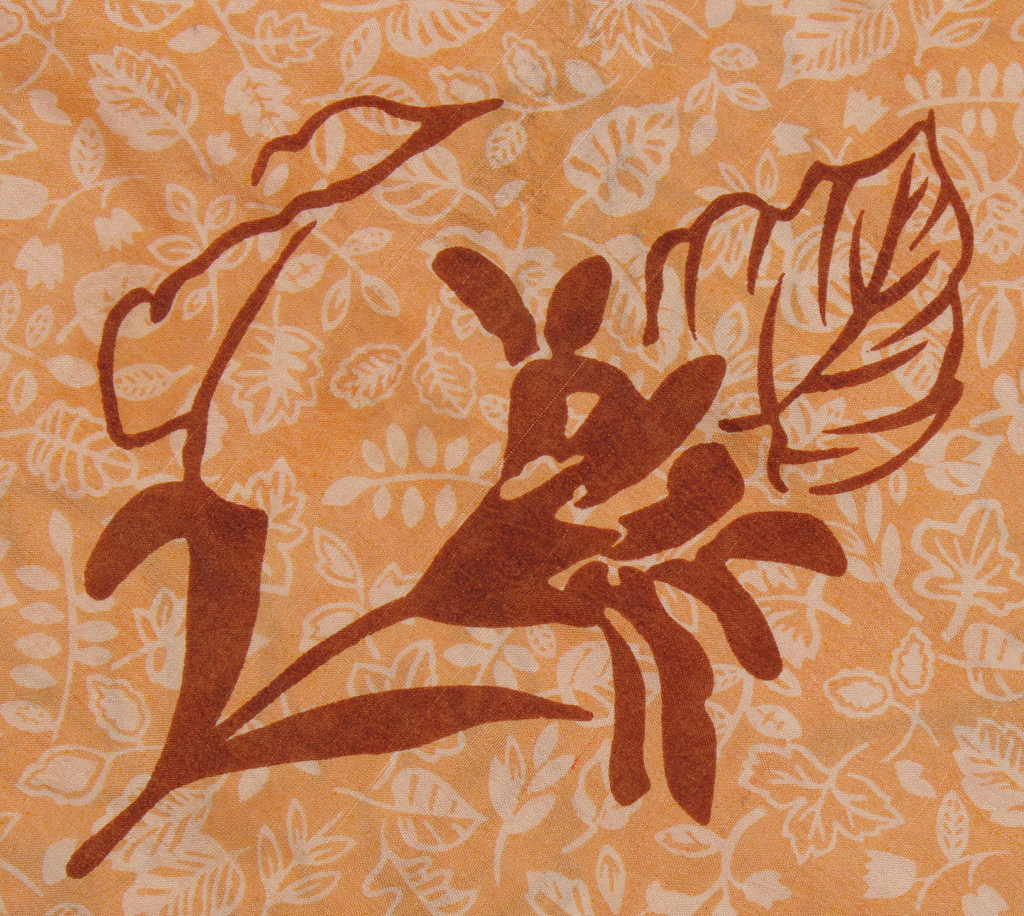 Sushila Vintage Peach Saree 100% Pure Silk Printed Floral Soft Craft Fabric