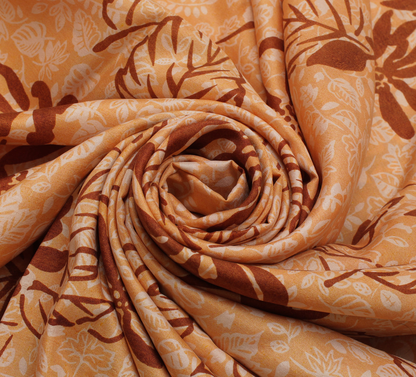 Sushila Vintage Peach Saree 100% Pure Silk Printed Floral Soft Craft Fabric