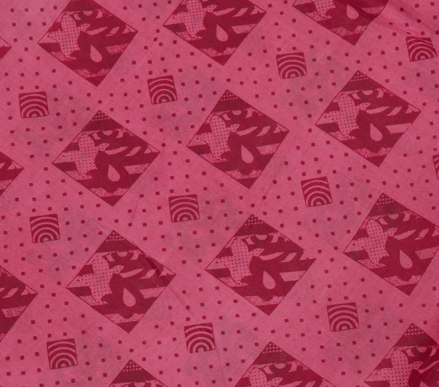 Sushila Vintage Pink Indian Saree 100% Pure Silk Printed Soft Craft Sari Fabric