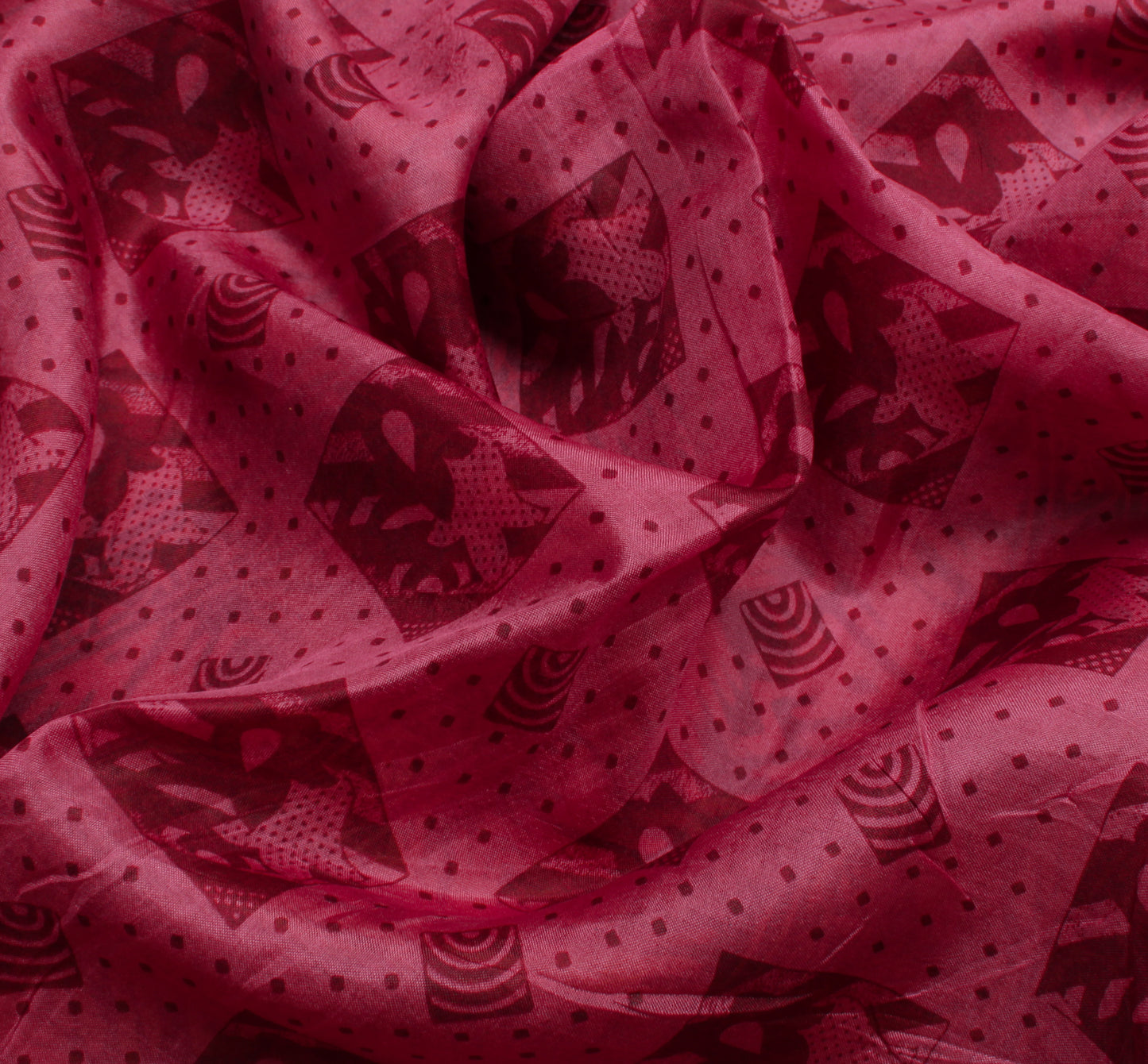 Sushila Vintage Pink Indian Saree 100% Pure Silk Printed Soft Craft Sari Fabric