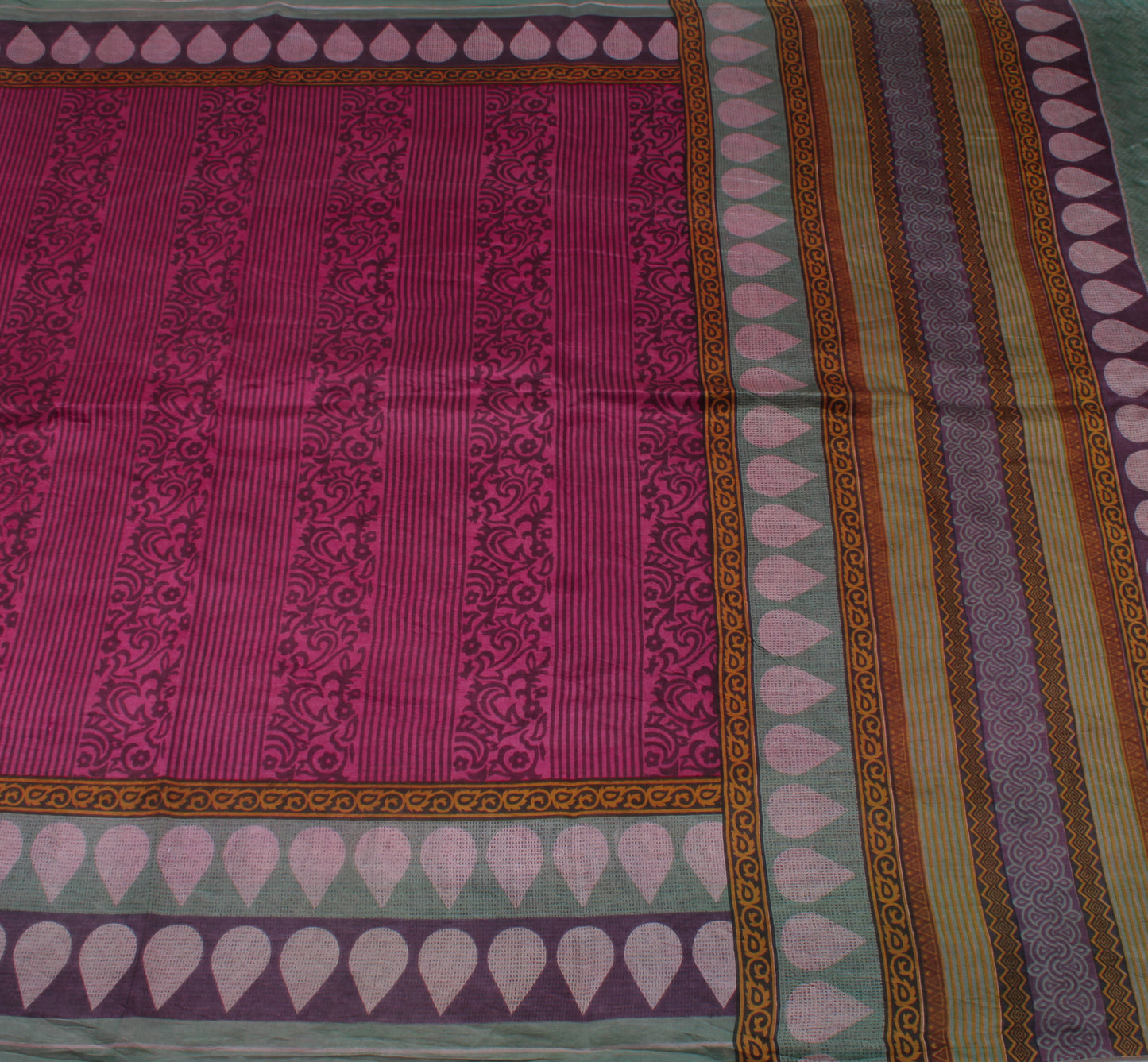 Sushila Vintage Pink Indian Saree 100% Pure Silk Printed  Soft Craft Fabric