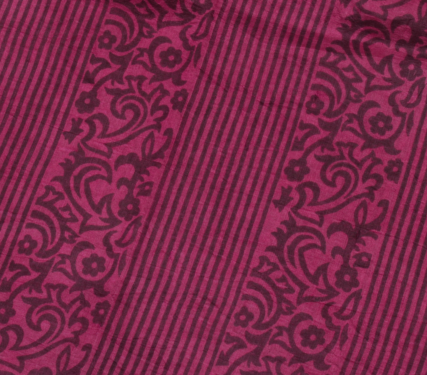 Sushila Vintage Pink Indian Saree 100% Pure Silk Printed  Soft Craft Fabric