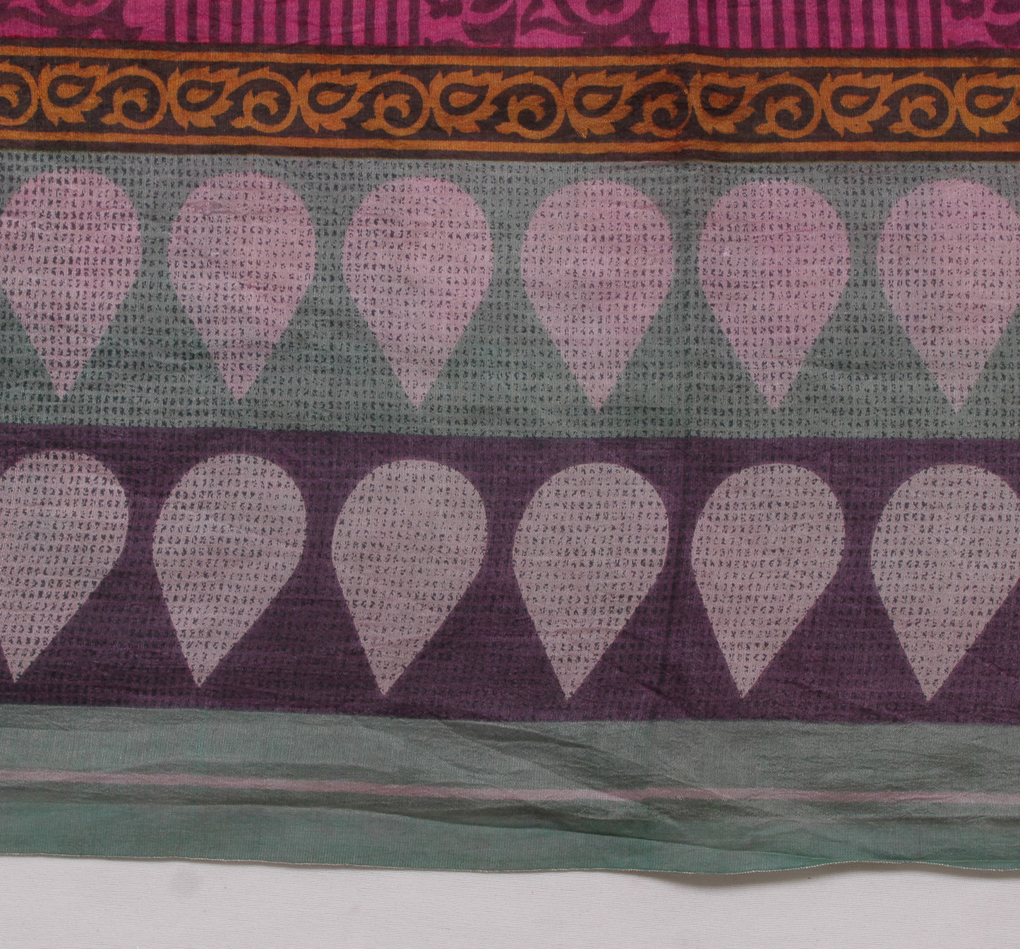 Sushila Vintage Pink Indian Saree 100% Pure Silk Printed  Soft Craft Fabric
