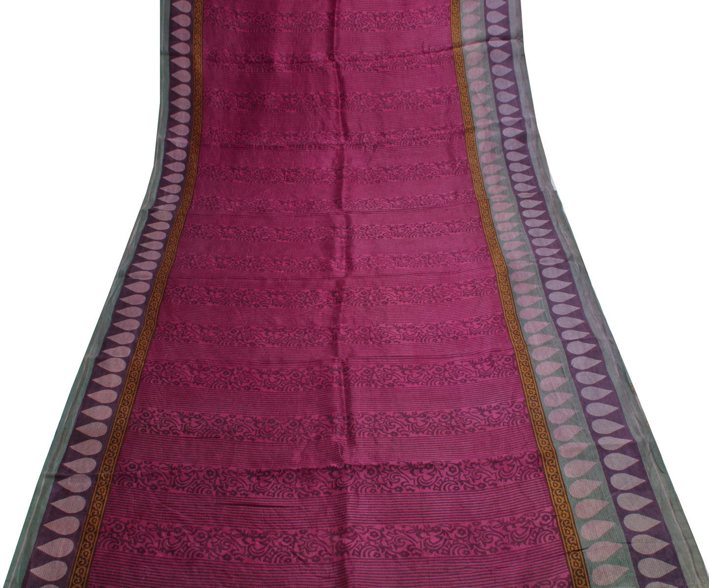 Sushila Vintage Pink Indian Saree 100% Pure Silk Printed  Soft Craft Fabric