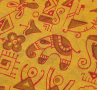 Sushila Vintage Mustard Saree 100% Pure Silk Printed Soft Craft 5 Yard Fabric