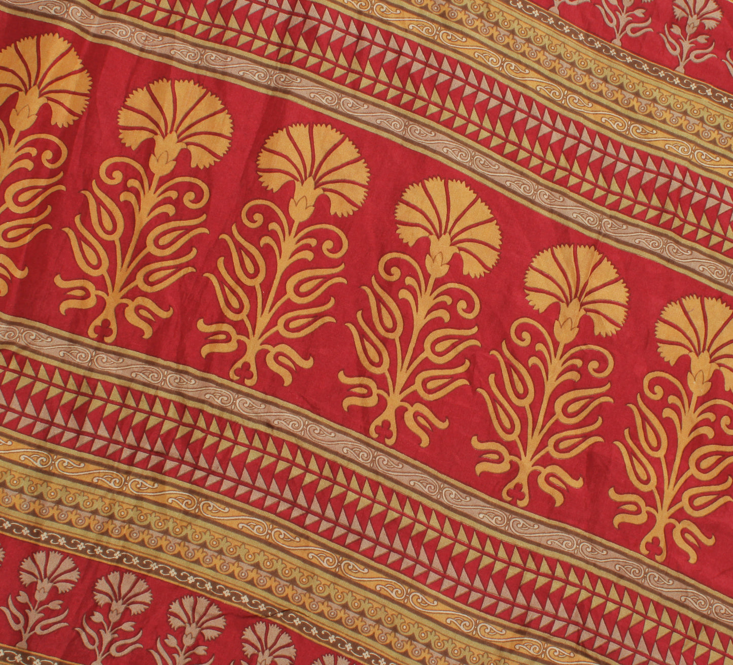 Sushila Vintage Indian Saree 100% Pure Silk Printed Floral Soft Craft Fabric