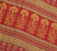 Sushila Vintage Indian Saree 100% Pure Silk Printed Floral Soft Craft Fabric