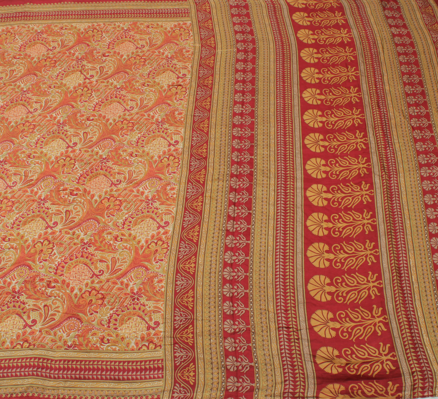 Sushila Vintage Indian Saree 100% Pure Silk Printed Floral Soft Craft Fabric