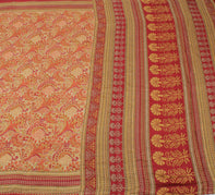 Sushila Vintage Indian Saree 100% Pure Silk Printed Floral Soft Craft Fabric