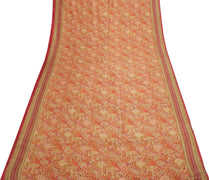 Sushila Vintage Indian Saree 100% Pure Silk Printed Floral Soft Craft Fabric