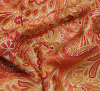 Sushila Vintage Indian Saree 100% Pure Silk Printed Floral Soft Craft Fabric