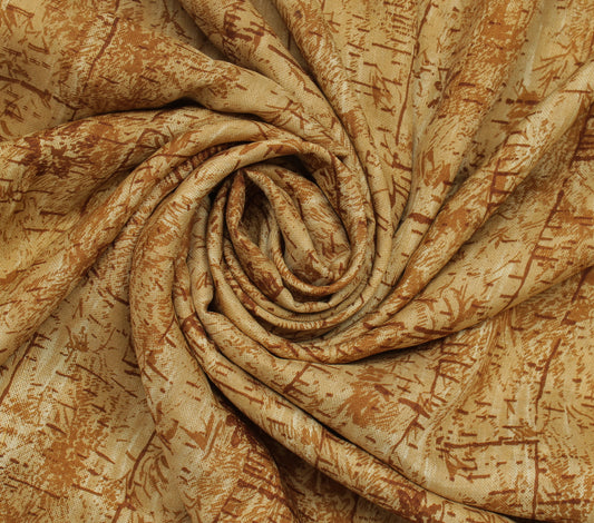 Sushila Vintage Brown Saree 100% Pure Silk Printed Soft Craft 5 Yard Fabric
