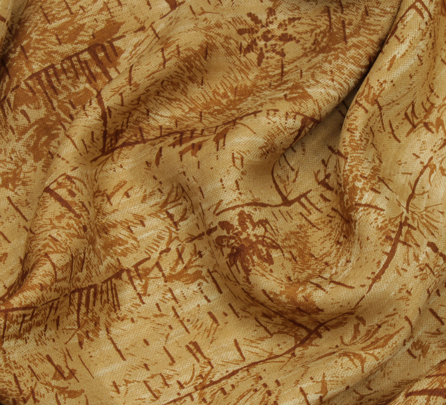 Sushila Vintage Brown Saree 100% Pure Silk Printed Soft Craft 5 Yard Fabric
