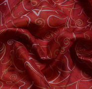 Sushila Vintage Red Indian Saree 100% Pure Silk Printed Soft Craft Fabric