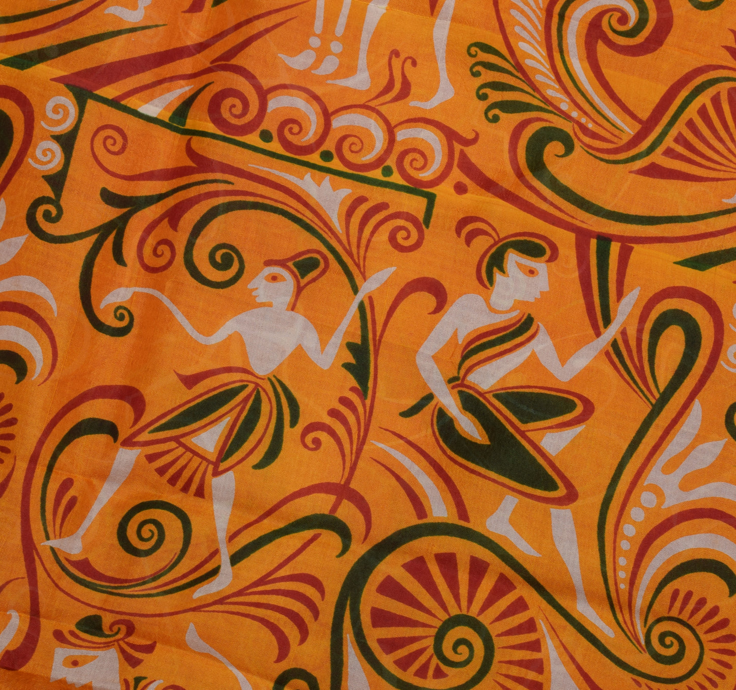 Sushila Vintage Red Indian Saree 100% Pure Silk Printed Soft Craft Fabric