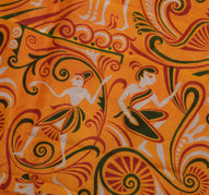 Sushila Vintage Red Indian Saree 100% Pure Silk Printed Soft Craft Fabric