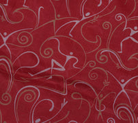 Sushila Vintage Red Indian Saree 100% Pure Silk Printed Soft Craft Fabric