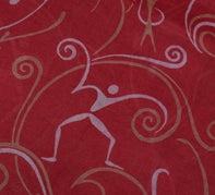 Sushila Vintage Red Indian Saree 100% Pure Silk Printed Soft Craft Fabric