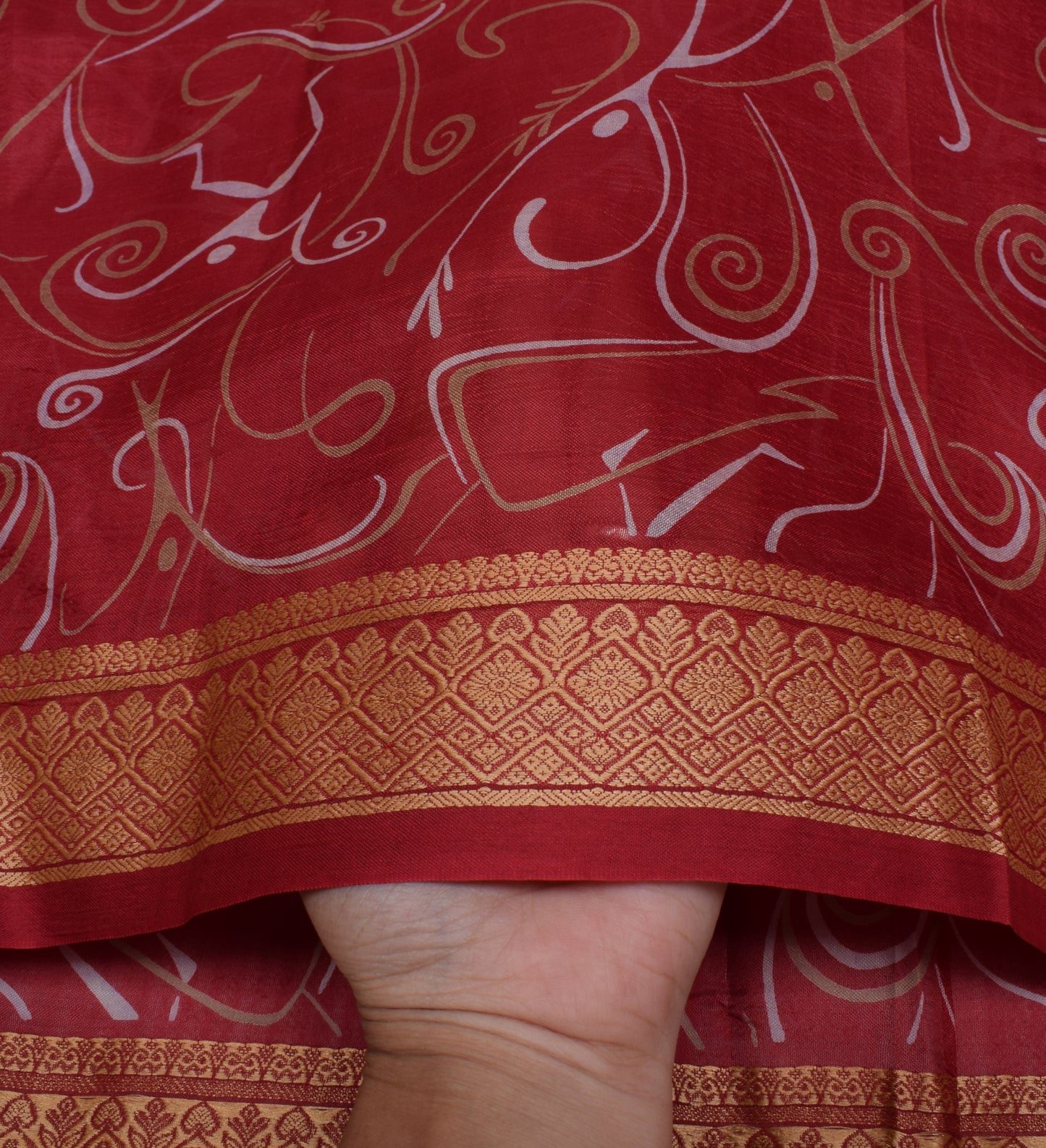 Sushila Vintage Red Indian Saree 100% Pure Silk Printed Soft Craft Fabric