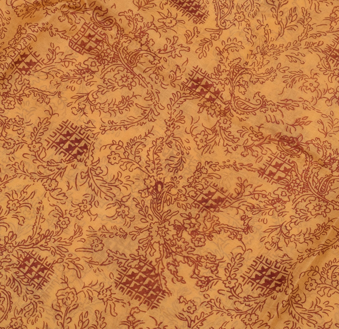 Sushila Vintage Cream Saree 100% Pure Silk Printed Floral Soft Craft Fabric