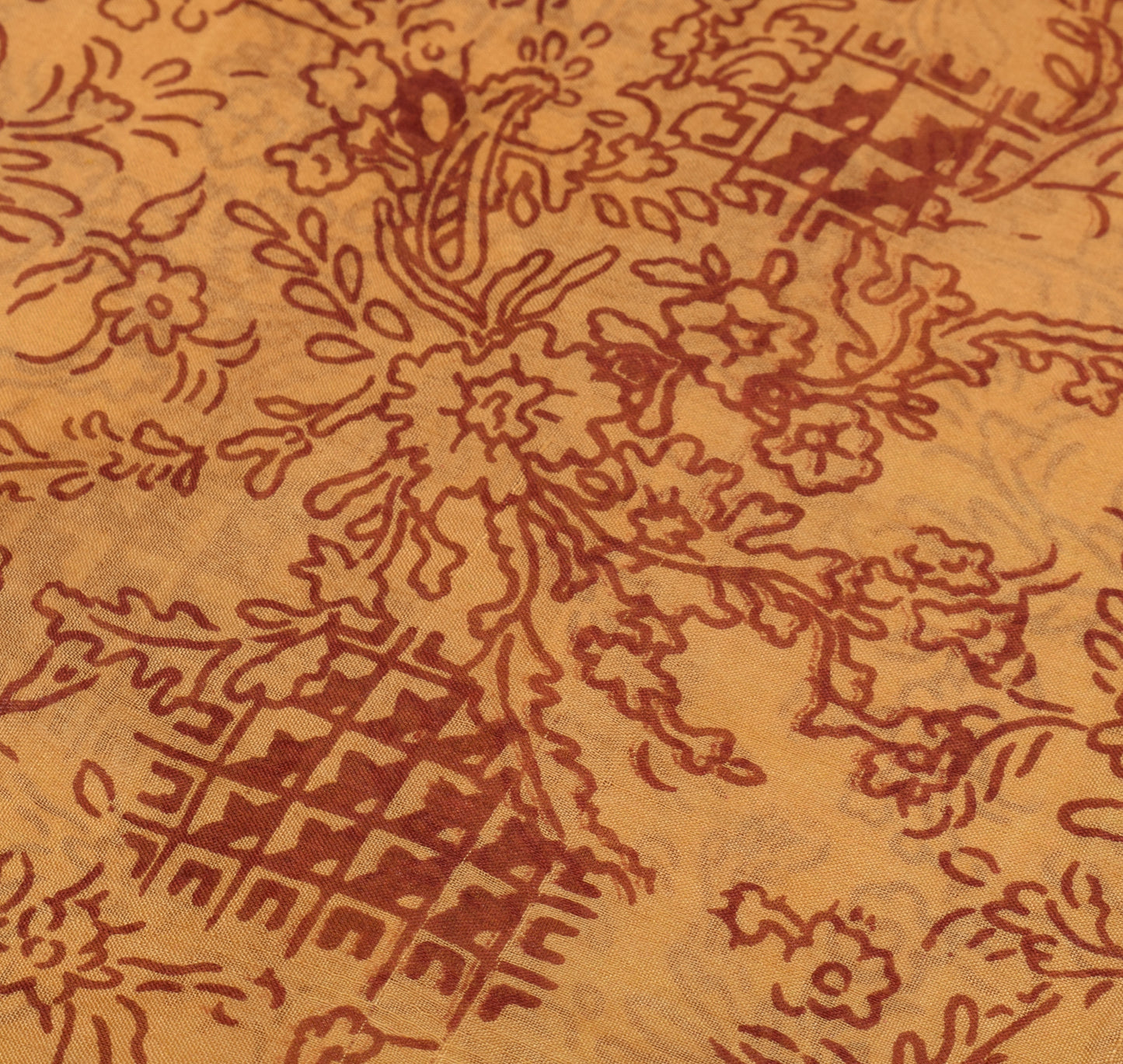 Sushila Vintage Cream Saree 100% Pure Silk Printed Floral Soft Craft Fabric