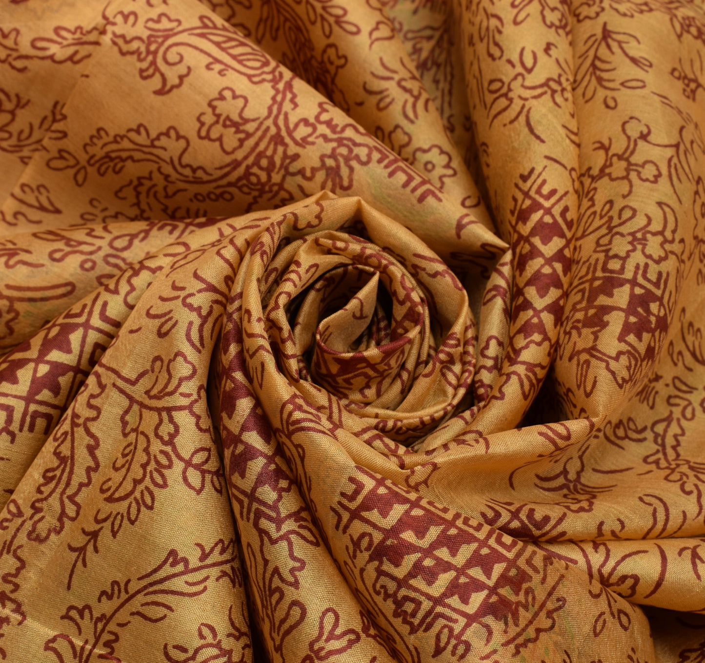 Sushila Vintage Cream Saree 100% Pure Silk Printed Floral Soft Craft Fabric