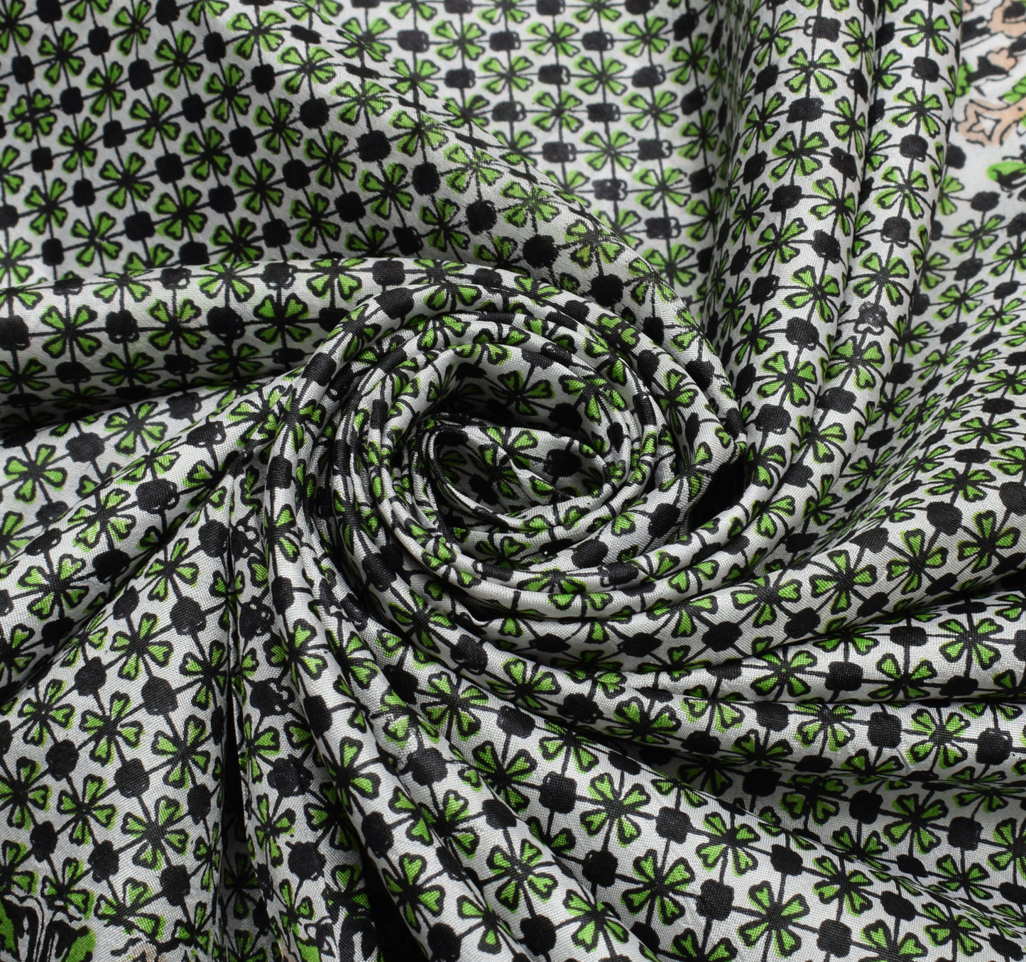 Sushila Vintage White Saree 100% Pure Silk Printed Floral Soft Craft Fabric