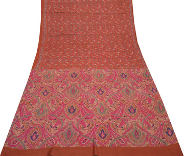 Sushila Vintage Indian Saree 100% Pure Silk Printed Floral Soft Craft Fabric