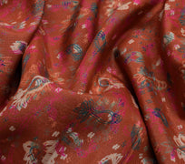 Sushila Vintage Indian Saree 100% Pure Silk Printed Floral Soft Craft Fabric