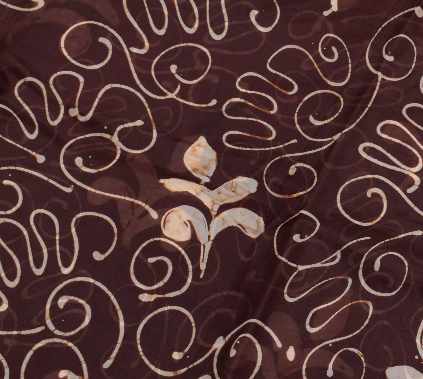 Sushila Vintage Dark Brown Saree 100% Pure Silk Printed Floral Soft Craft Fabric