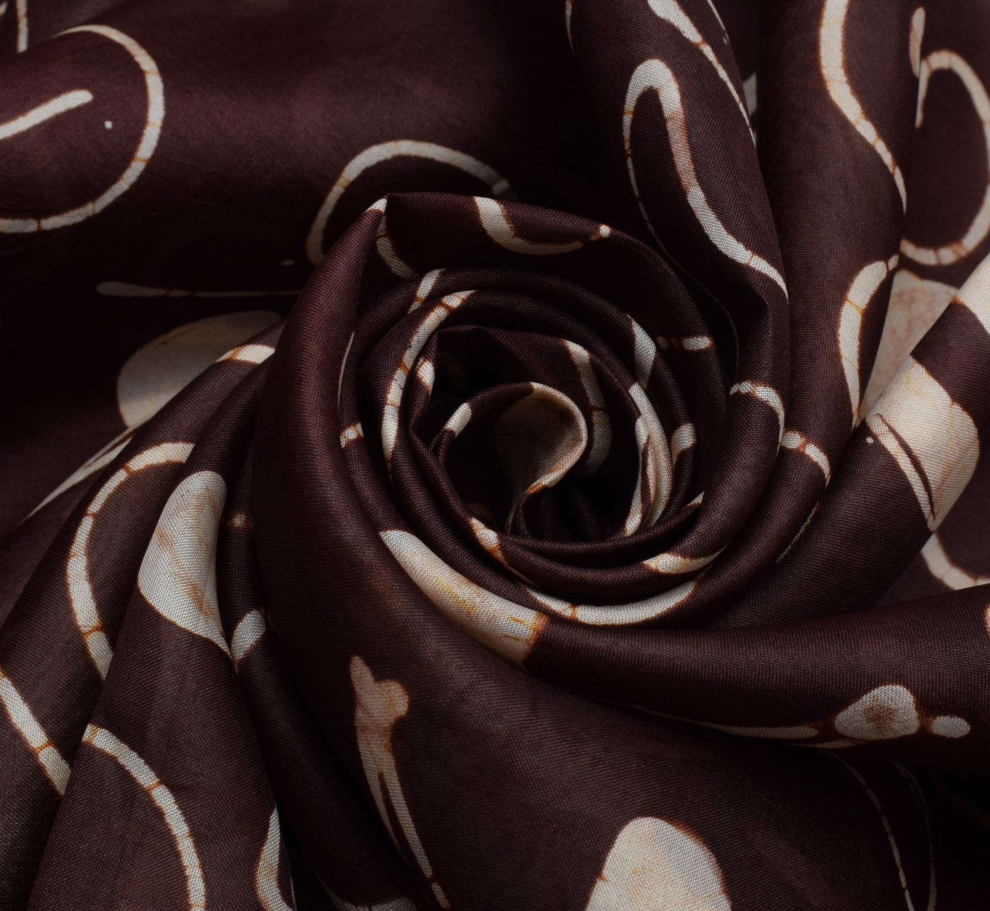 Sushila Vintage Dark Brown Saree 100% Pure Silk Printed Floral Soft Craft Fabric