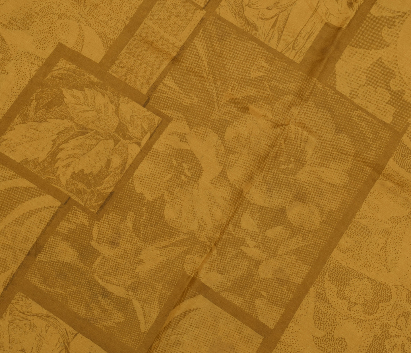 Sushila Vintage Brown Saree 100% Pure Silk Printed Soft Craft 5 Yard Sari Fabric