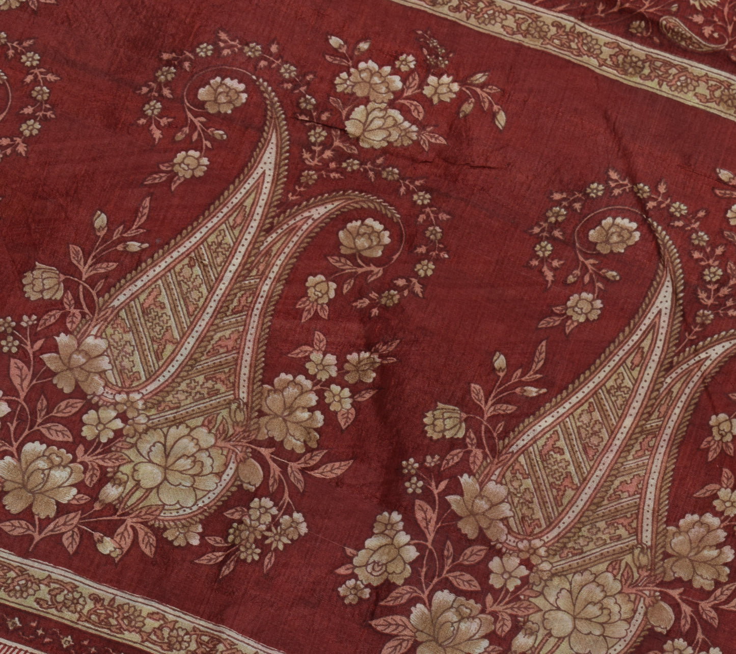 Sushila Vintage Indian Saree 100% Pure Silk Printed Soft Craft 5 Yard Fabric