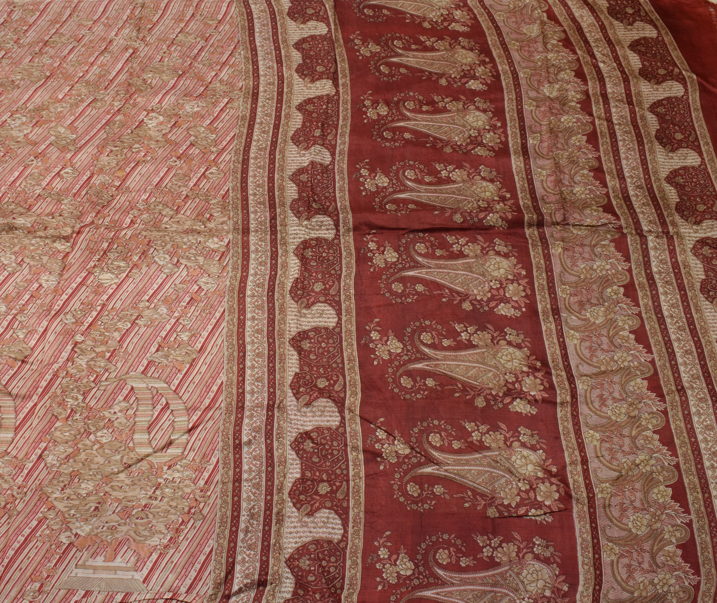 Sushila Vintage Indian Saree 100% Pure Silk Printed Soft Craft 5 Yard Fabric