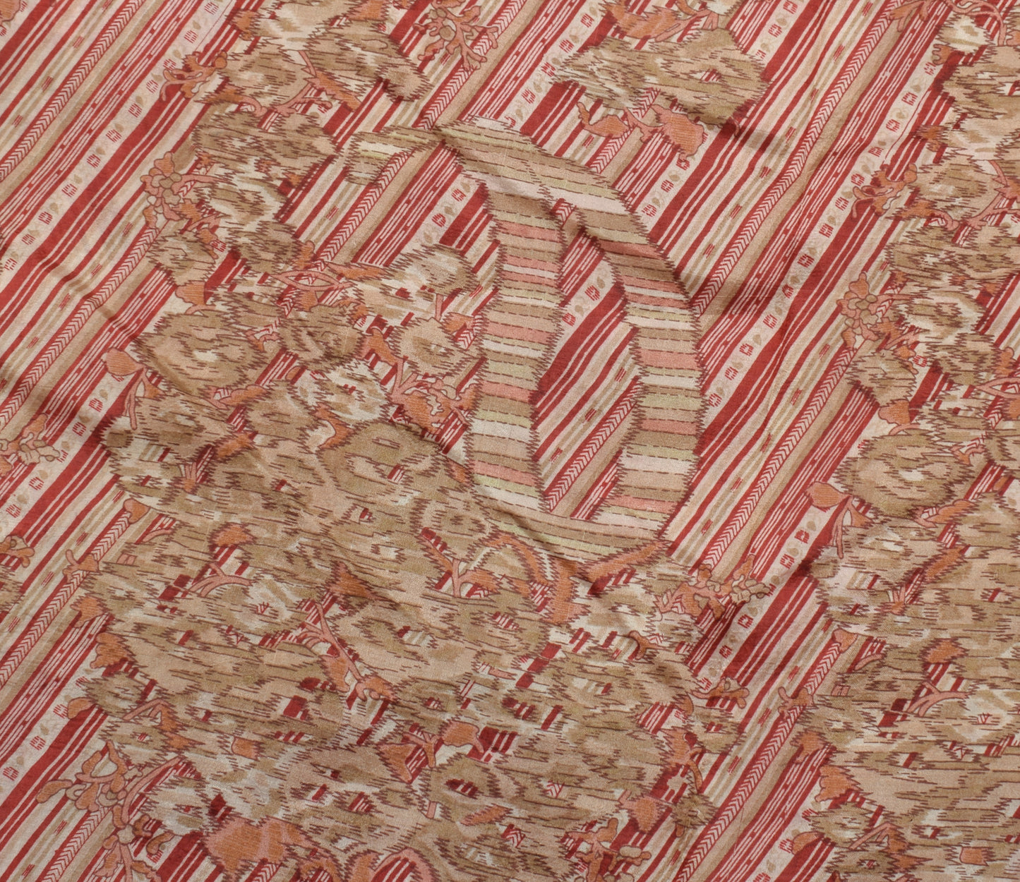Sushila Vintage Indian Saree 100% Pure Silk Printed Soft Craft 5 Yard Fabric