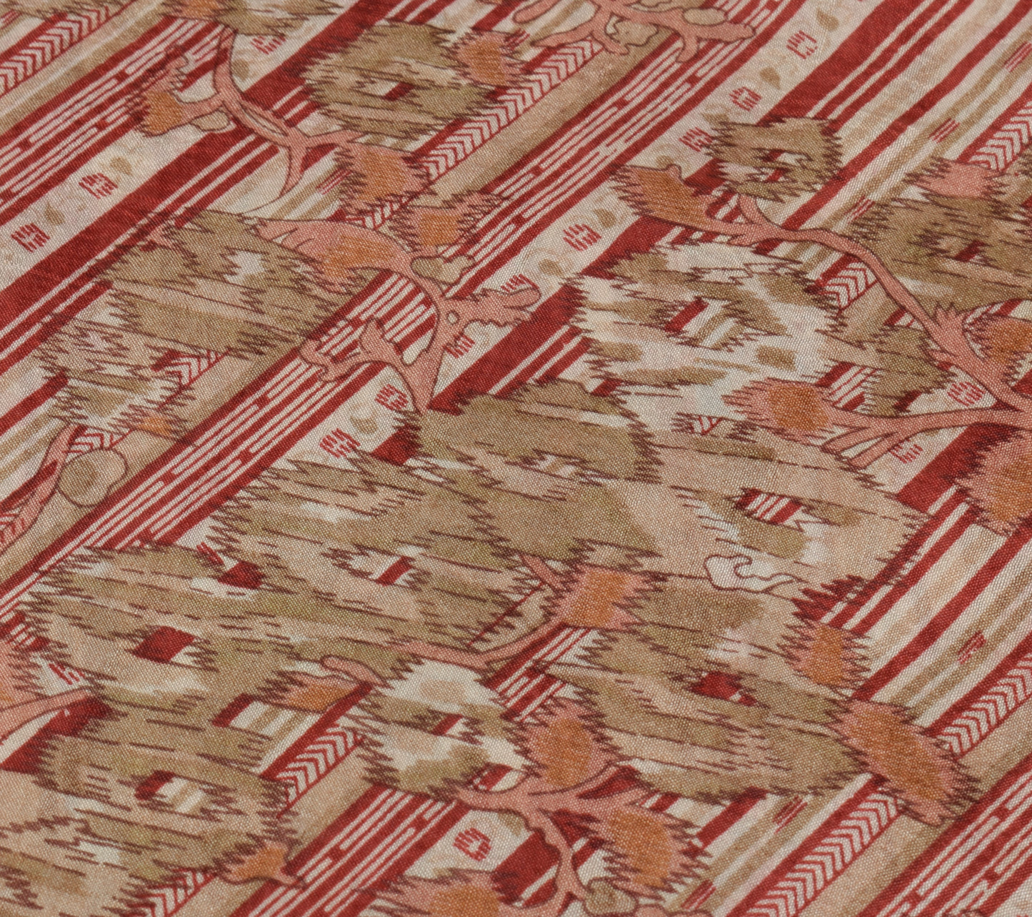 Sushila Vintage Indian Saree 100% Pure Silk Printed Soft Craft 5 Yard Fabric