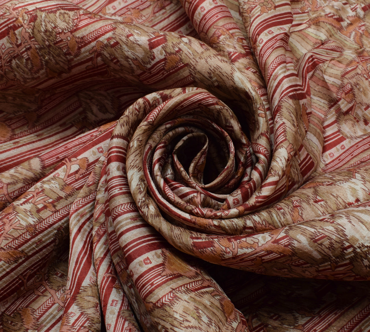 Sushila Vintage Indian Saree 100% Pure Silk Printed Soft Craft 5 Yard Fabric