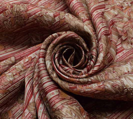Sushila Vintage Indian Saree 100% Pure Silk Printed Soft Craft 5 Yard Fabric